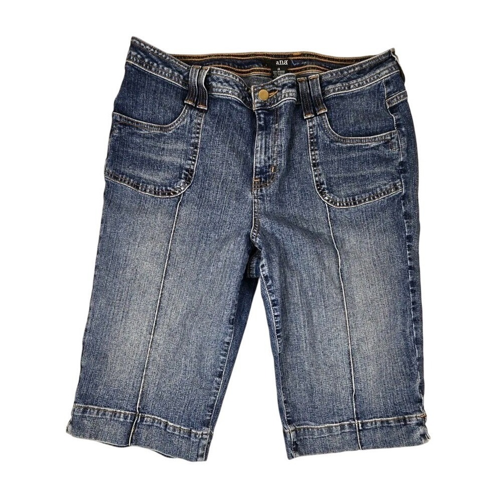 Vintage a.n.a Women's Bermuda Denim Shorts – Size 14 – Stretch Medium Wash Y2K